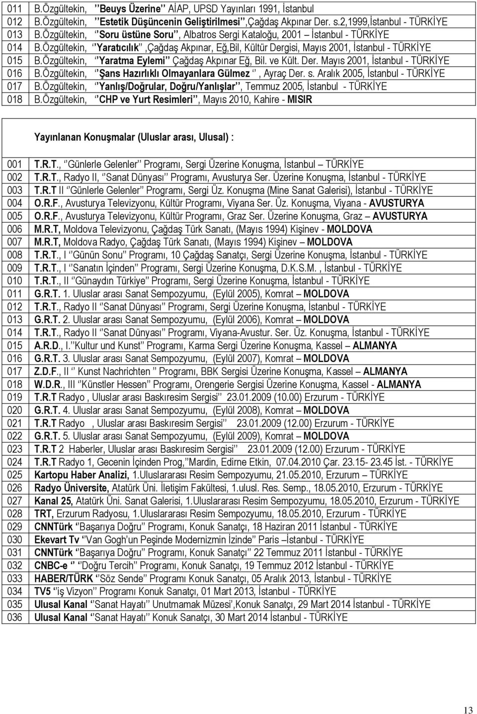 Özgültekin, Yaratma Eylemi Çağdaş Akpınar Eğ, Bil. ve Kült. Der. Mayıs 2001, İstanbul - TÜRKİYE 016 B.Özgültekin, Şans Hazırlıklı Olmayanlara Gülmez, Ayraç Der. s.