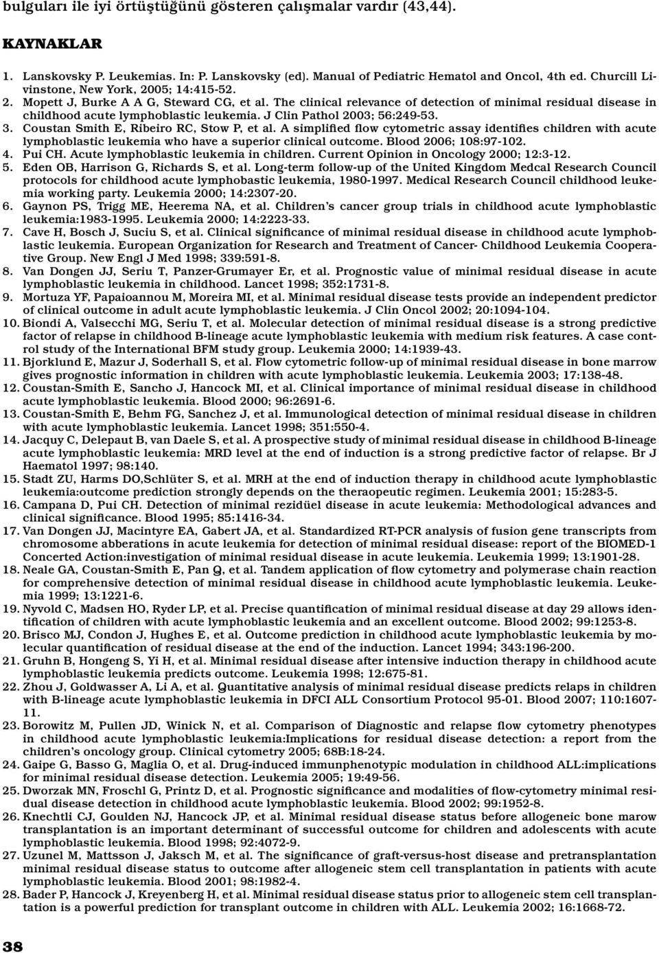 J Clin Pathol 2003; 56:249-53. 3. Coustan Smith E, Ribeiro RC, Stow P, et al.