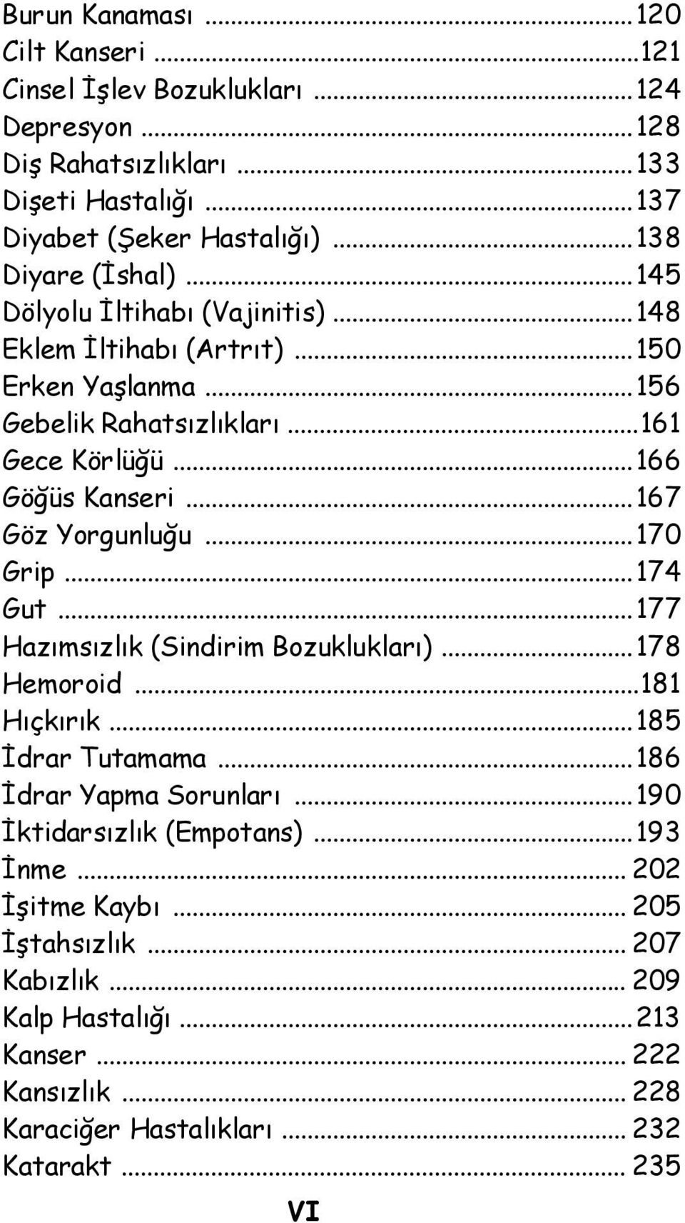 ..167 Göz Yorgunluğu...170 Grip...174 Gut...177 Hazımsızlık (Sindirim Bozuklukları)...178 Hemoroid...181 Hıçkırık...185 İdrar Tutamama...186 İdrar Yapma Sorunları.