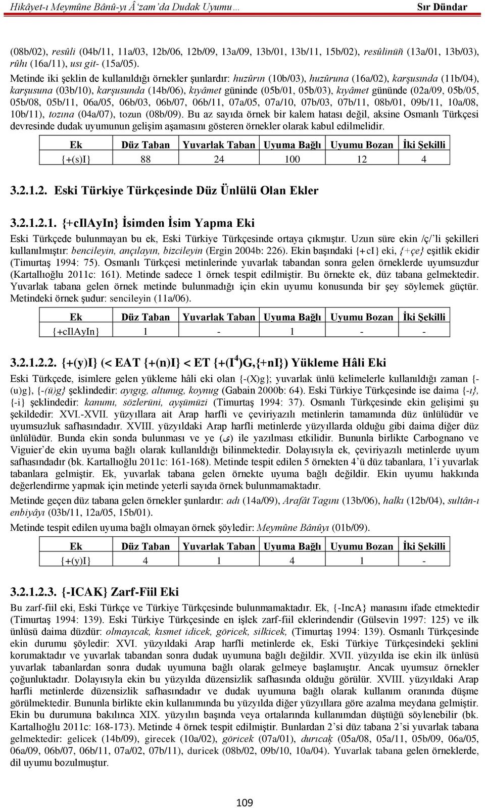 gününde (02a/09, 05b/05, 05b/08, 05b/11, 06a/05, 06b/03, 06b/07, 06b/11, 07a/05, 07a/10, 07b/03, 07b/11, 08b/01, 09b/11, 10a/08, 10b/11), tozına (04a/07), tozun (08b/09).