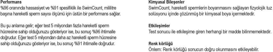 Eğer test 5 milyondan daha az hareketli sperm hücresine sahip olduğunuzu gösteriyor ise, bu sonuç %91 ihtimalle doğrudur.