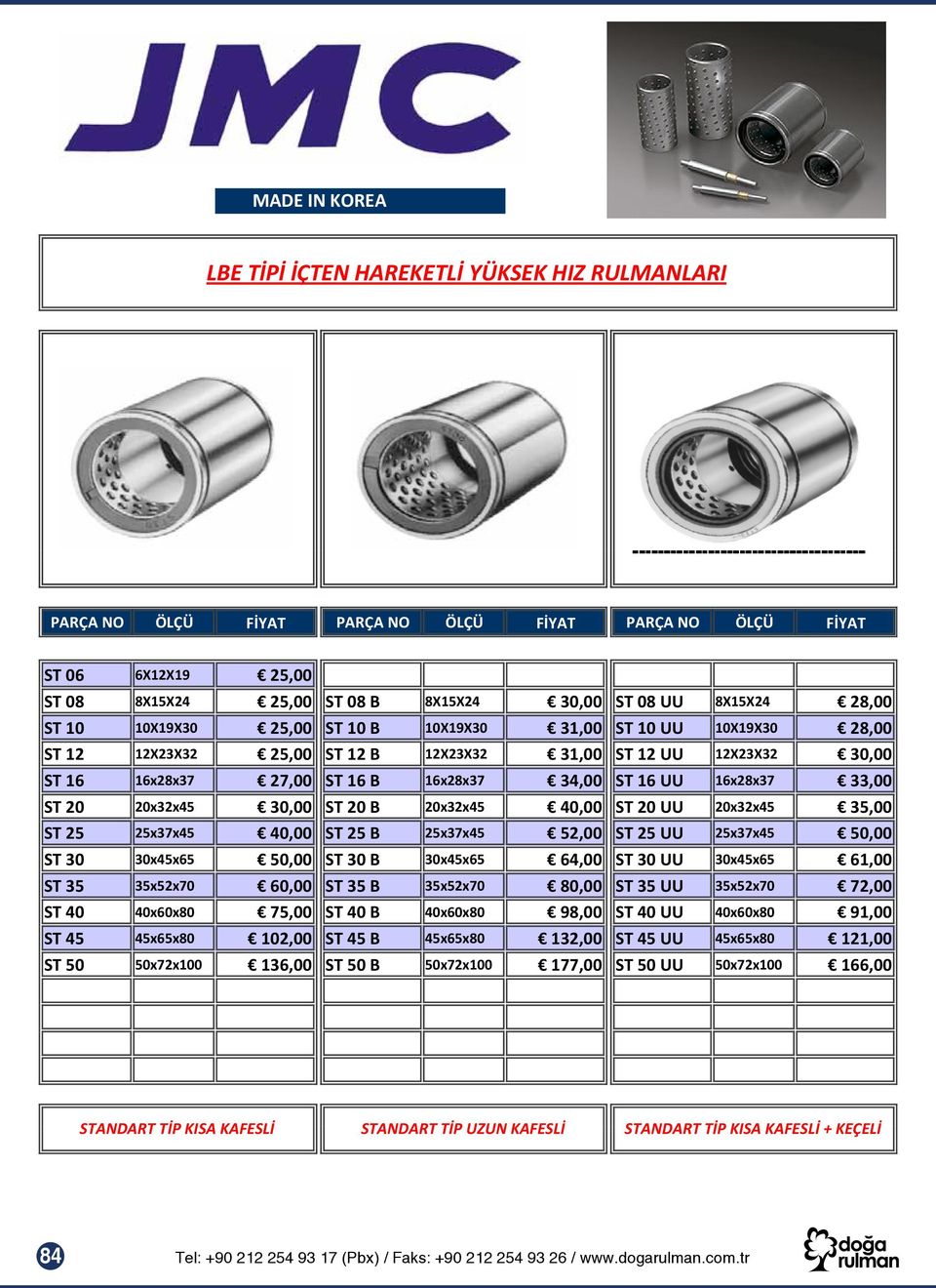 ST 20 20x32x45 30,00 ST 20 B 20x32x45 40,00 ST 20 UU 20x32x45 35,00 ST 25 25x37x45 40,00 ST 25 B 25x37x45 52,00 ST 25 UU 25x37x45 50,00 ST 30 30x45x65 50,00 ST 30 B 30x45x65 64,00 ST 30 UU 30x45x65