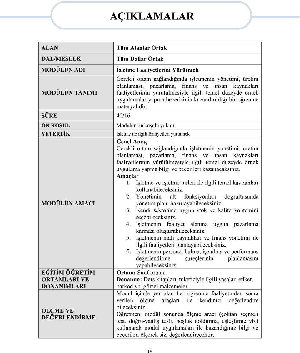 düzeyde örnek uygulamalar yapma becerisinin kazandırıldığı bir öğrenme materyalidir. Modülün ön koşulu yoktur.