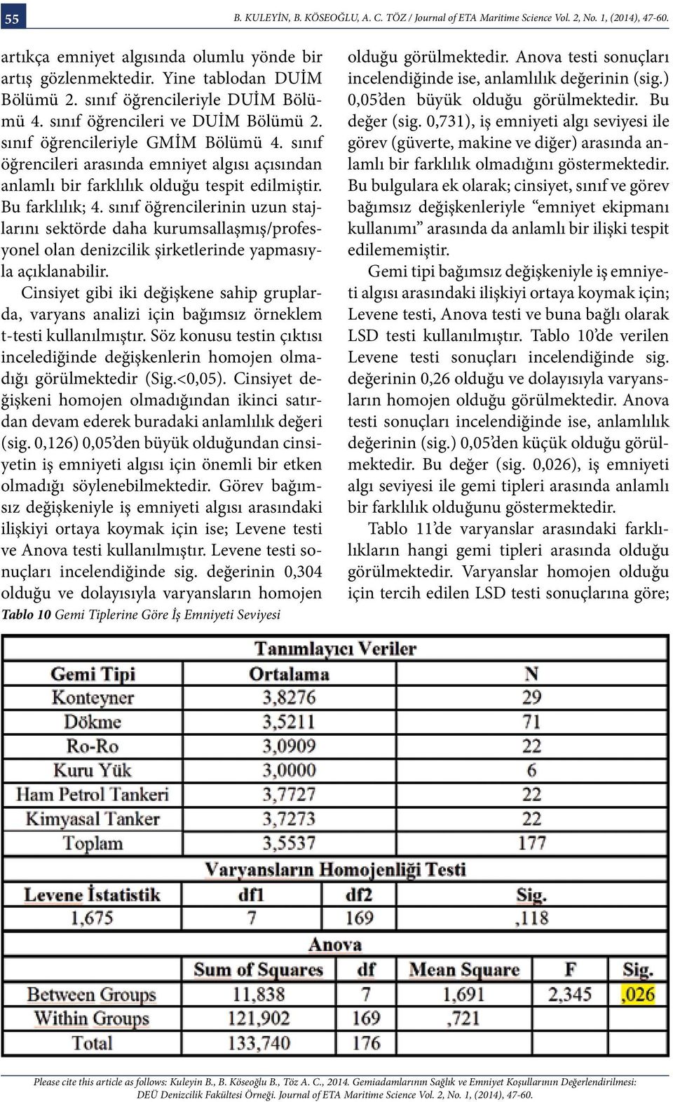 sınıf öğrencileri arasında emniyet algısı açısından anlamlı bir farklılık olduğu tespit edilmiştir. Bu farklılık; 4.