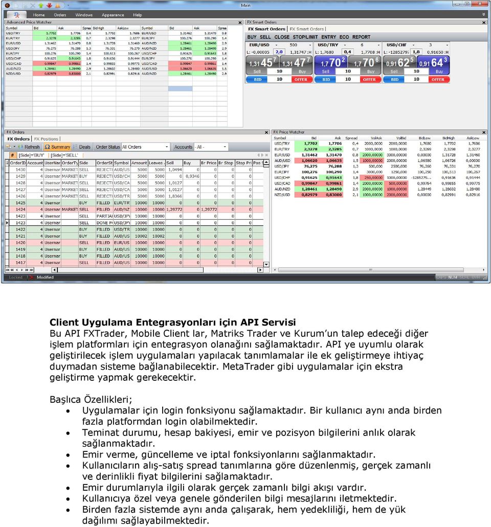 MetaTrader gibi uygulamalar için ekstra geliştirme yapmak gerekecektir. Başlıca Özellikleri; Uygulamalar için login fonksiyonu sağlamaktadır.