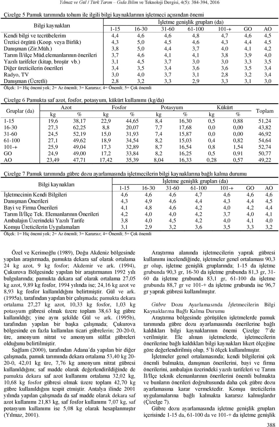 elemanlarının önerileri 3,7 4,6 4,1 4,1 3,8 3,9 4,0 Yazılı tarifeler (kitap, broşür vb.