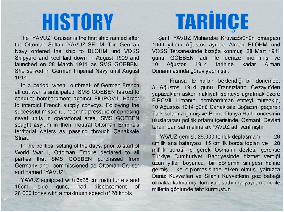 In a period, when outbreak of Germen-French all out war is anticipated, SMS GOEBEN tasked to conduct bombardment against FİLİPOVİL Harbor to interdict French supply convoys.