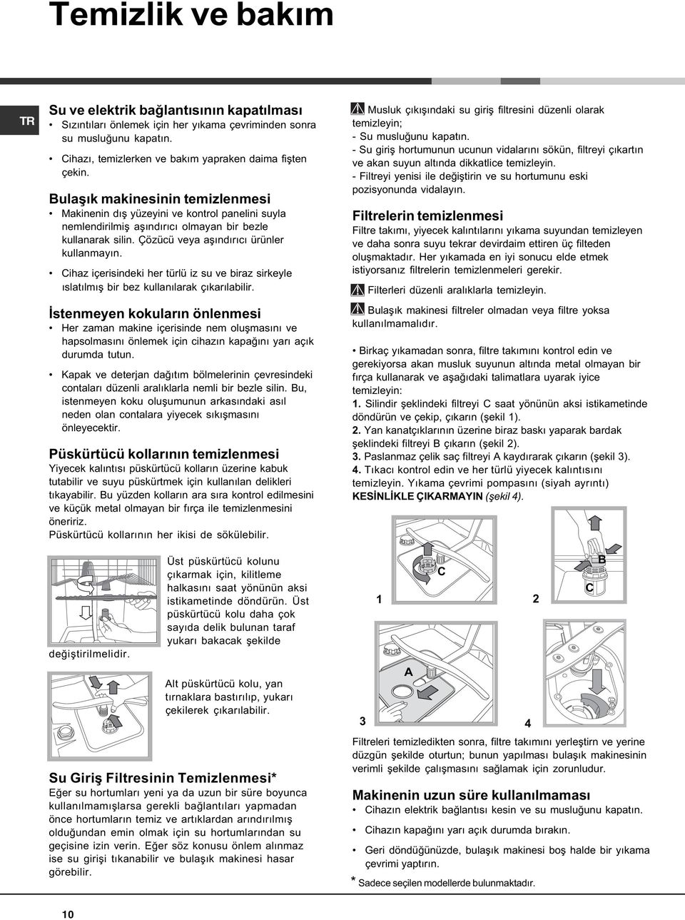 Cihaz içerisindeki her türlü iz su ve biraz sirkeyle ýslatýlmýþ bir bez kullanýlarak çýkarýlabilir.