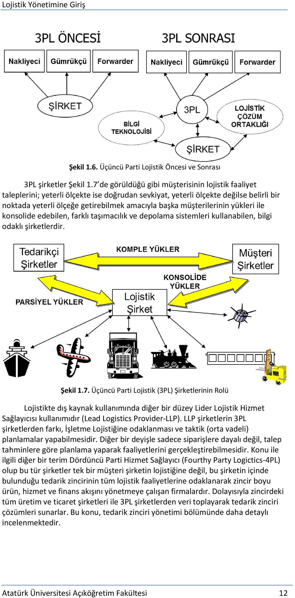 müşterilerinin yükleri ile konsolide edebilen, farklı taşımacılık ve depolama sistemleri kullanabilen, bilgi odaklı şirketlerdir. Şekil 1.7.