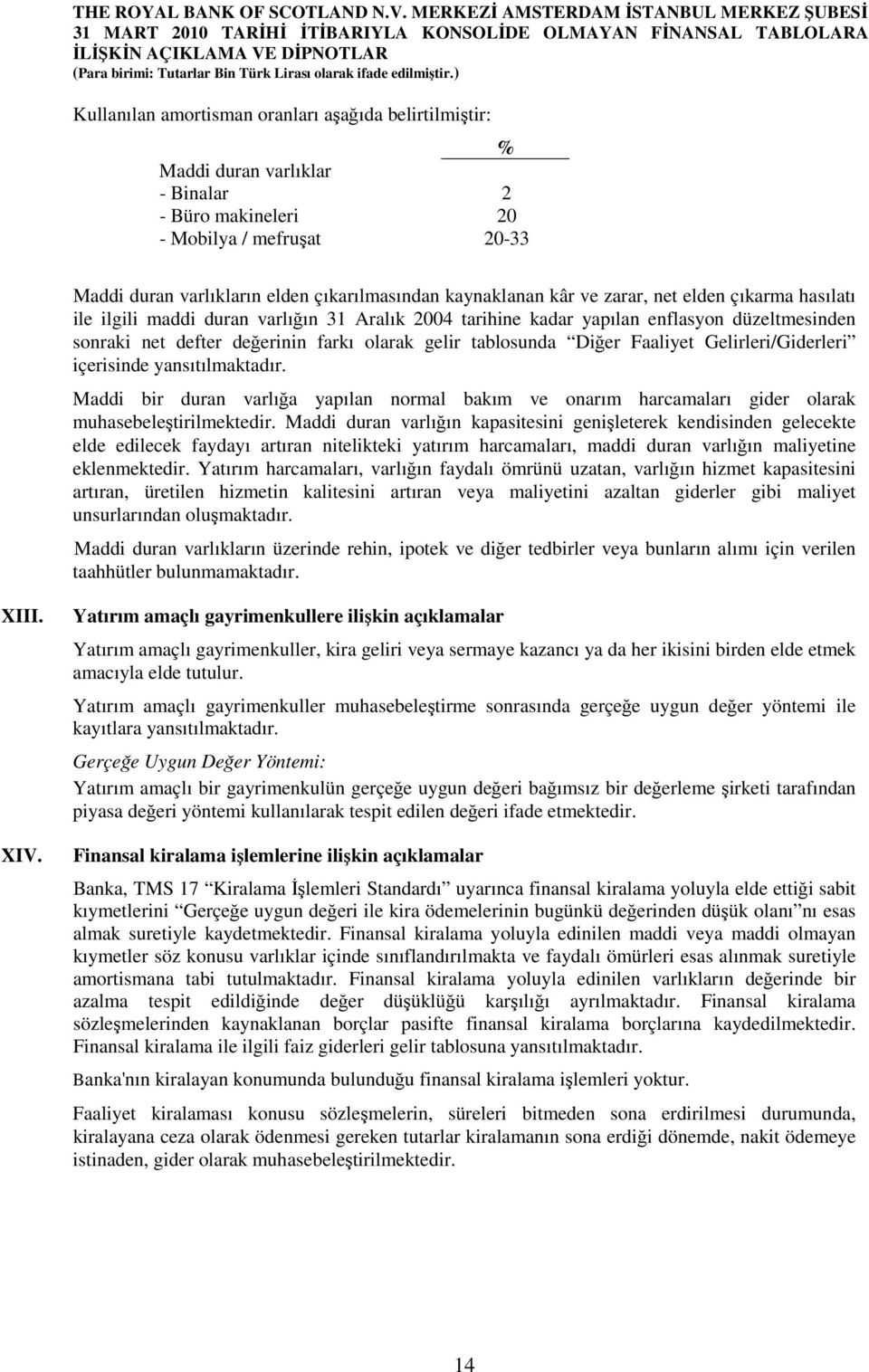 kadar yapılan enflasyon düzeltmesinden sonraki net defter değerinin farkı olarak gelir tablosunda Diğer Faaliyet Gelirleri/Giderleri içerisinde yansıtılmaktadır.