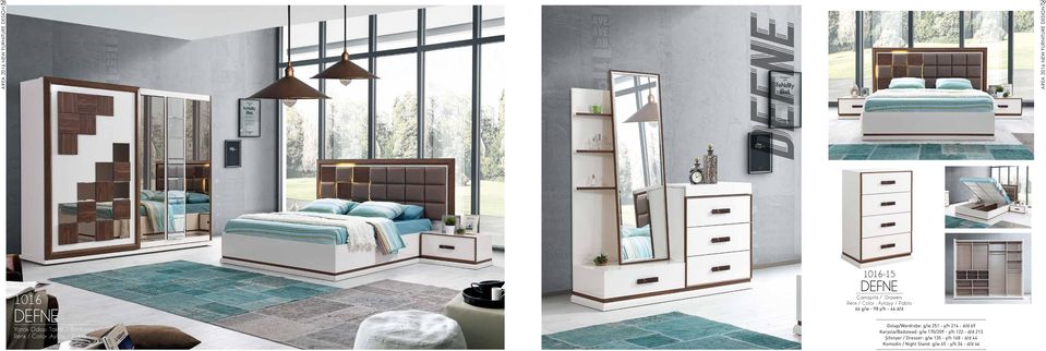 Dolap/Wardrobe: g/w 251 - y/h 214 - d/d 69 Karyola/Bedstead: g/w 170/209 - y/h 122 - d/d