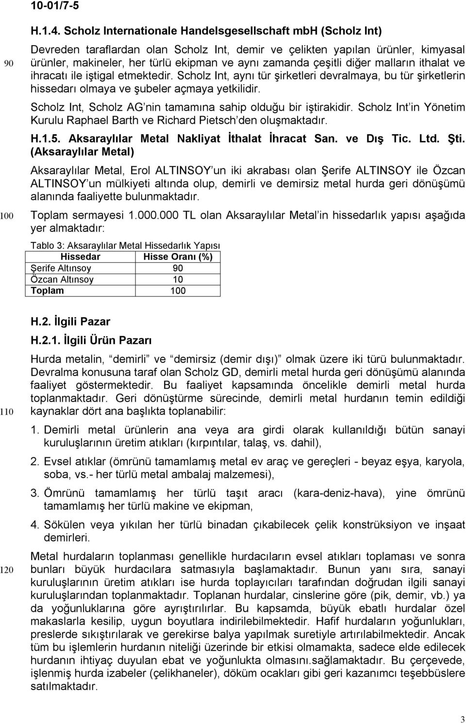 çeşitli diğer malların ithalat ve ihracatı ile iştigal etmektedir. Scholz Int, aynı tür şirketleri devralmaya, bu tür şirketlerin hissedarı olmaya ve şubeler açmaya yetkilidir.