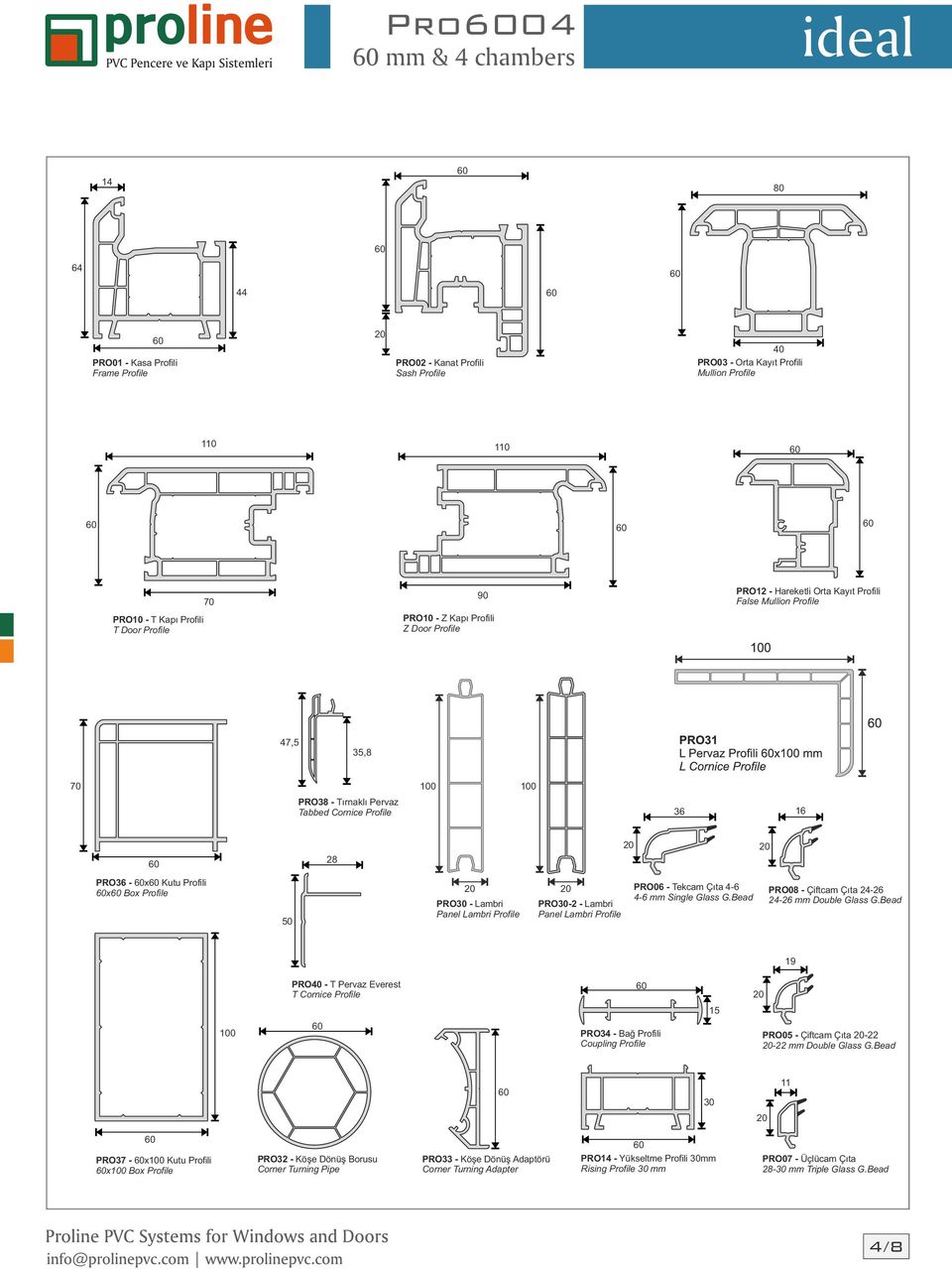 Profili x Box Profile 50 PRO30 - Lambri Panel Lambri Profile PRO30-2 - Lambri Panel Lambri Profile PRO06 - Tekcam Çıta 4-6 4-6 mm Single Glass G.