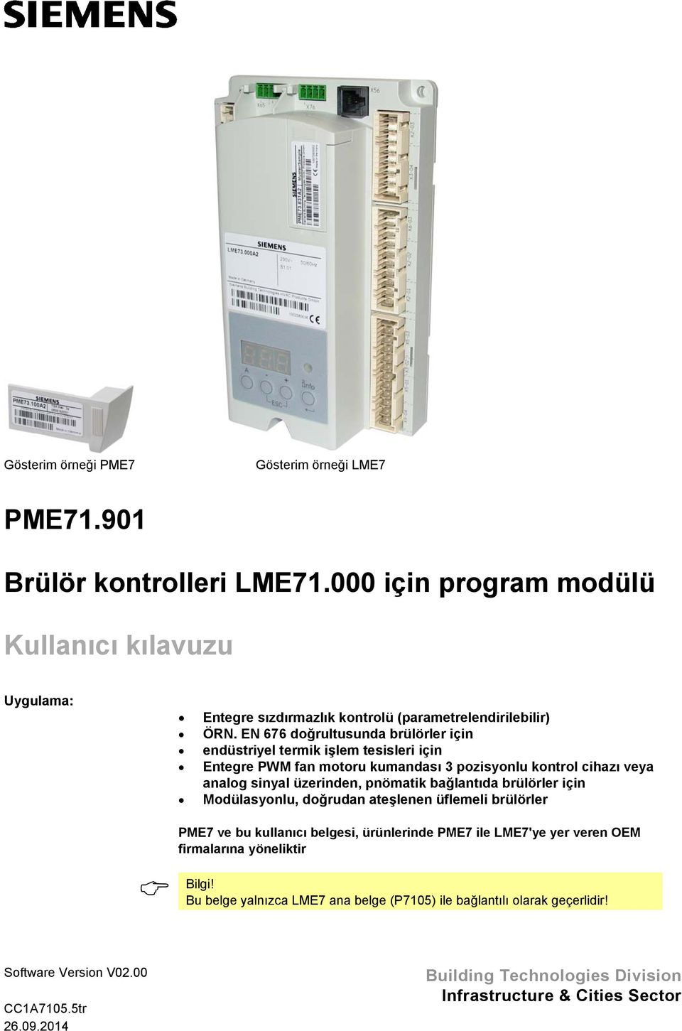 EN 676 doğrultusunda brülörler için endüstriyel termik işlem tesisleri için Entegre PWM fan motoru kumandası 3 pozisyonlu kontrol cihazı veya analog sinyal üzerinden, pnömatik