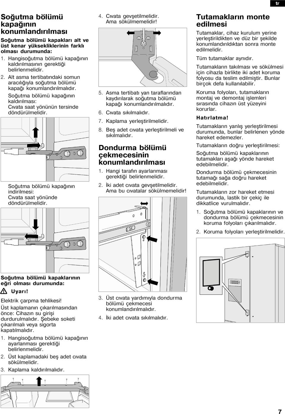 So utma bölümü kapa idirilmesi: C vata saat yöüde dödürülmelidir. 4. C vata gevåetilmelidir. Ama sökülmemelidir! 5. Asma tertibat ya taraflar da kayd r larak so utma bölümü kapa koumlad r lmal d r. 6.