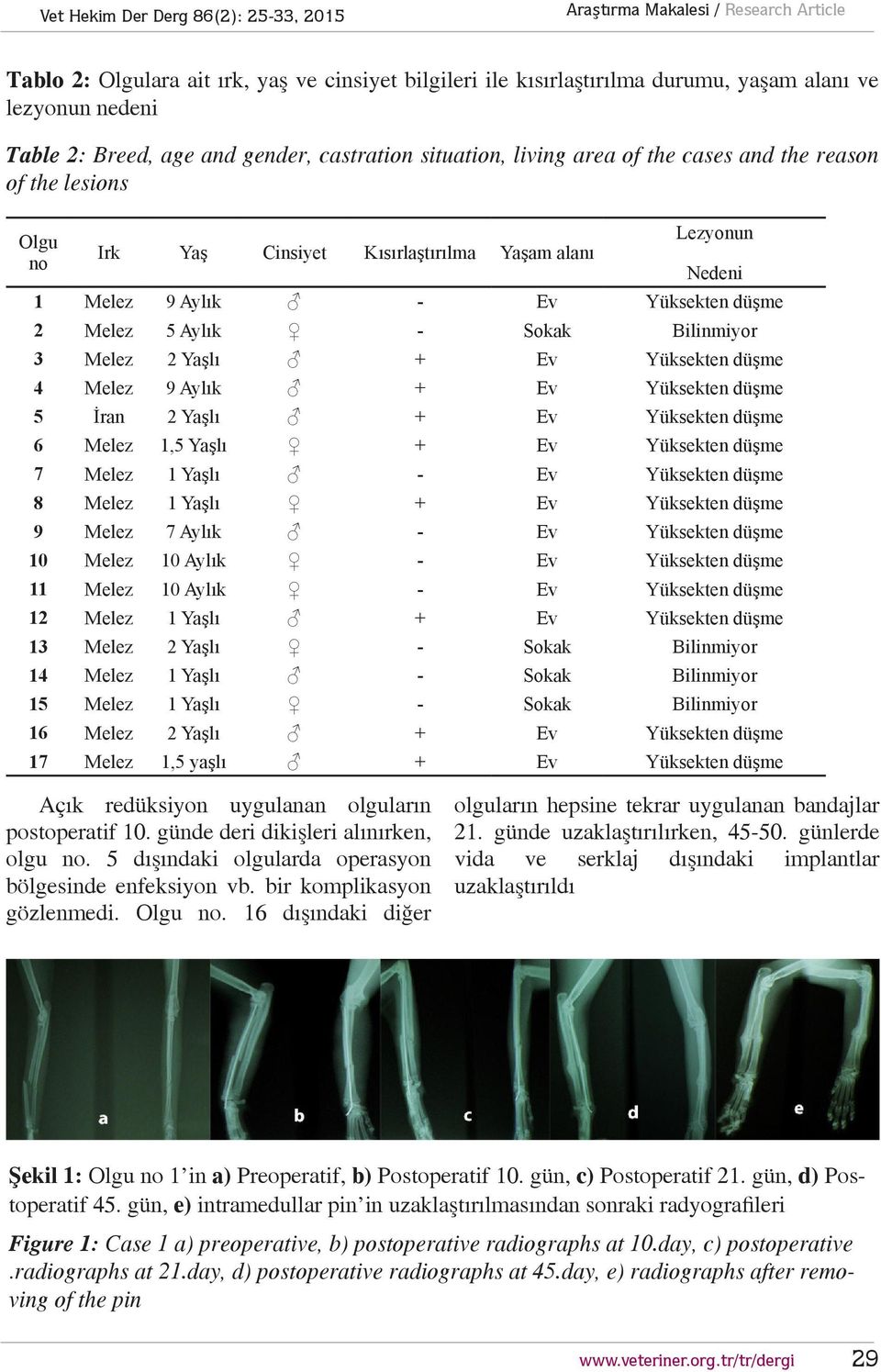 4 Melez 9 Aylık + Ev Yüksekten düşme 5 İran 2 Yaşlı + Ev Yüksekten düşme 6 Melez 1,5 Yaşlı + Ev Yüksekten düşme 7 Melez 1 Yaşlı - Ev Yüksekten düşme 8 Melez 1 Yaşlı + Ev Yüksekten düşme 9 Melez 7