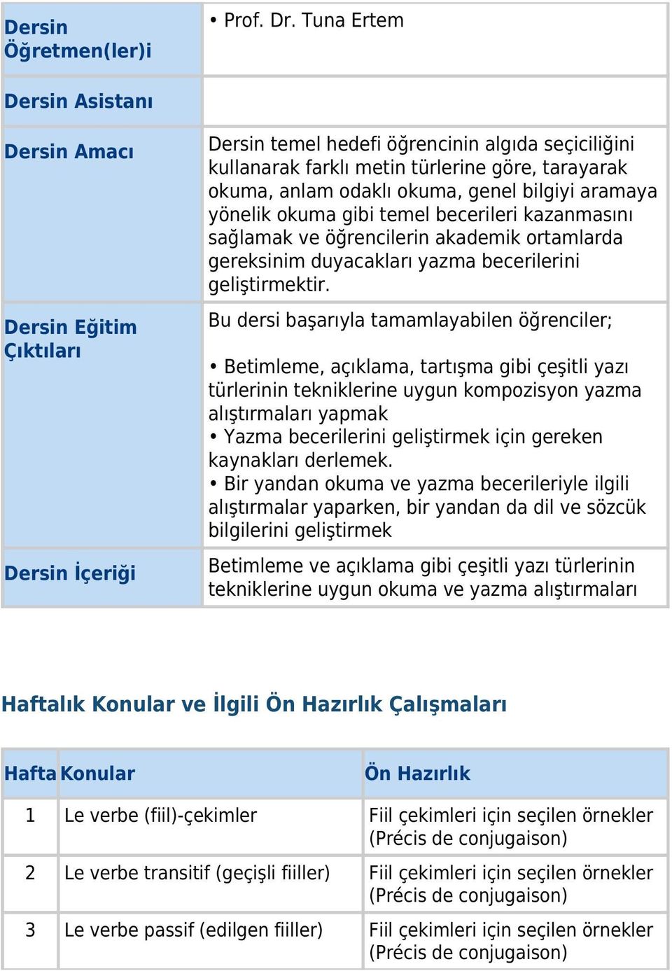 okuma, genel bilgiyi aramaya yönelik okuma gibi temel becerileri kazanmasını sağlamak ve öğrencilerin akademik ortamlarda gereksinim duyacakları yazma becerilerini geliştirmektir.