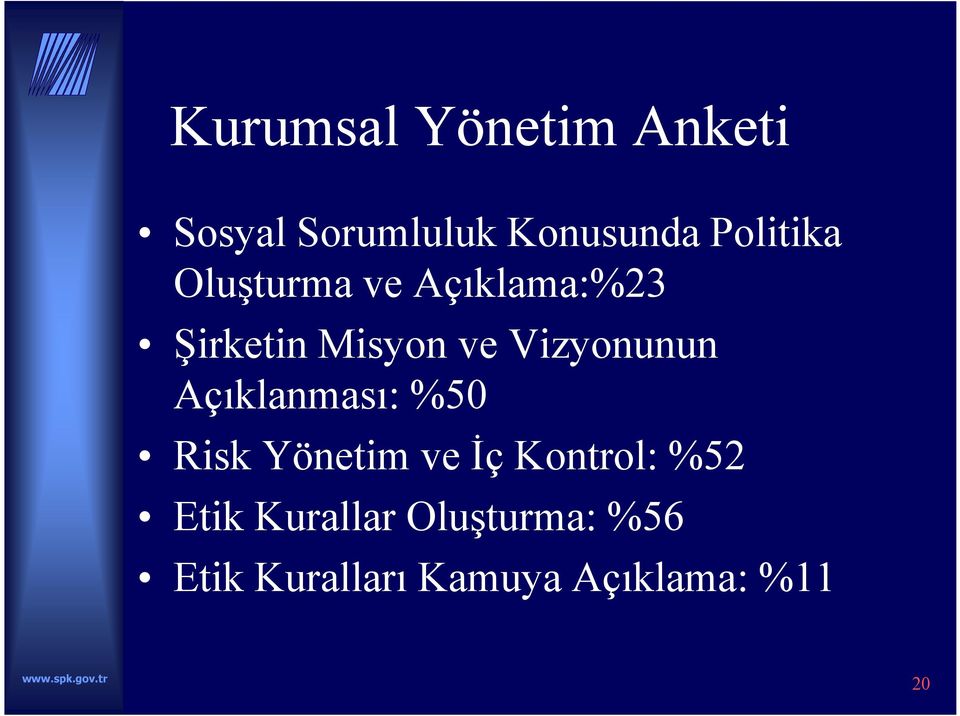 Vizyonunun Açıklanması: %50 Risk Yönetim ve İç Kontrol: