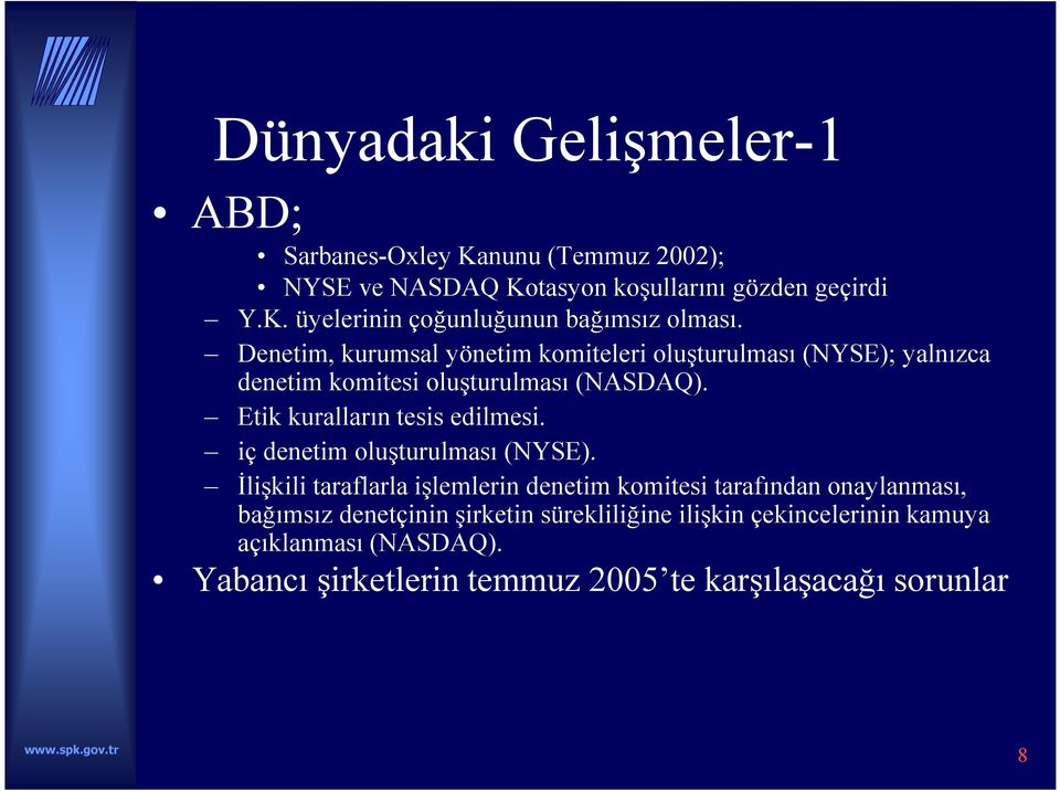 iç denetim oluşturulması (NYSE).