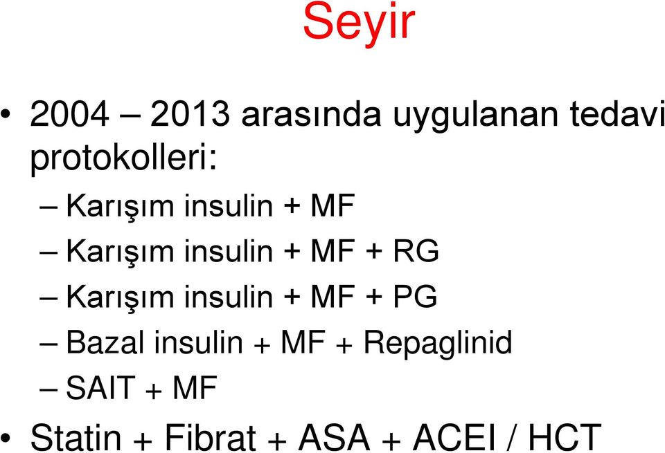 + MF + RG Karışım insulin + MF + PG Bazal insulin +
