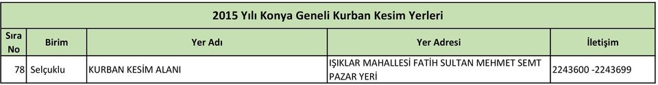 KURBAN KESİM ALANI IŞIKLAR