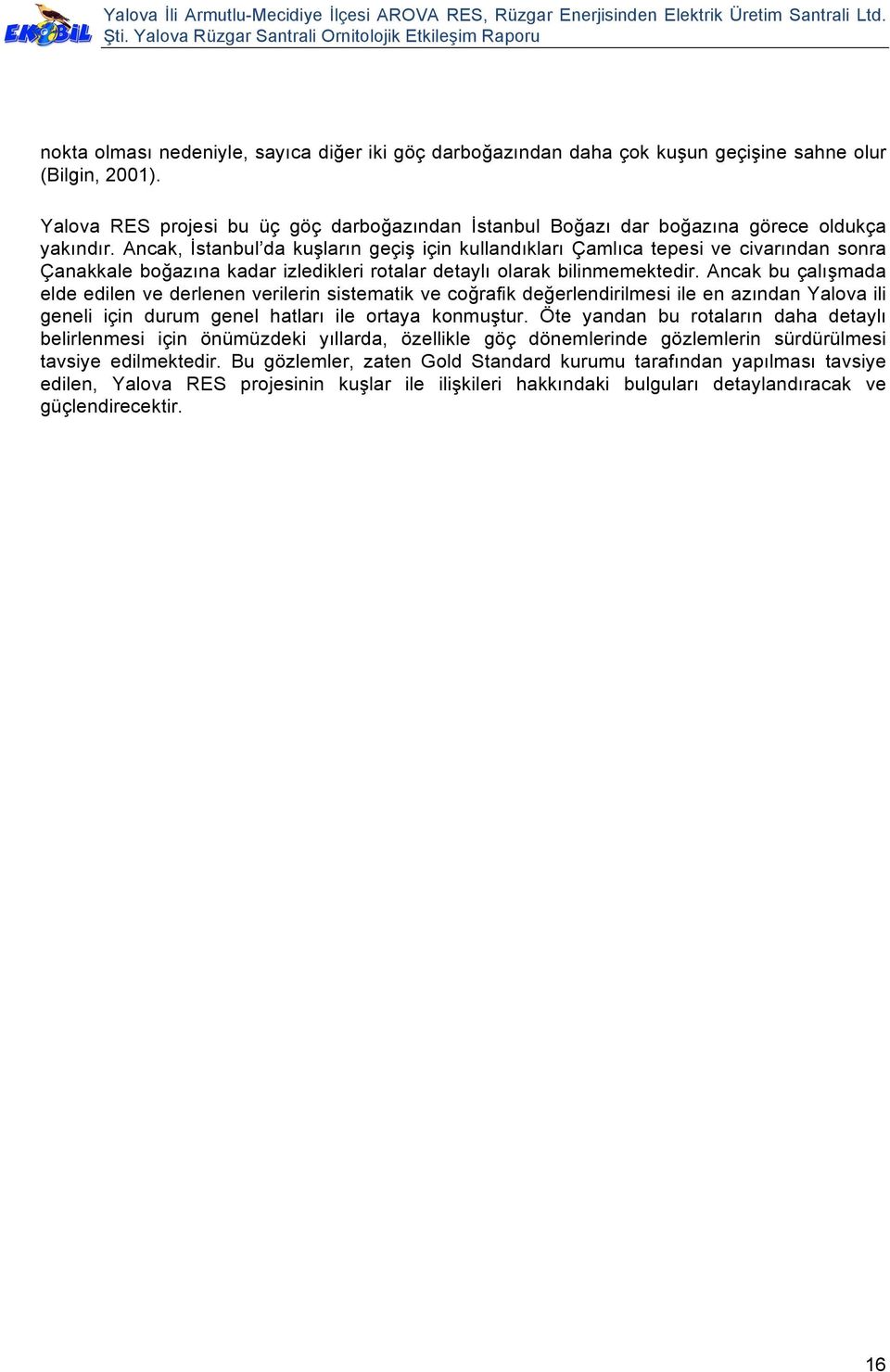 Ancak, İstanbul da kuşların geçiş için kullandıkları Çamlıca tepesi ve civarından sonra Çanakkale boğazına kadar izledikleri rotalar detaylı olarak bilinmemektedir.