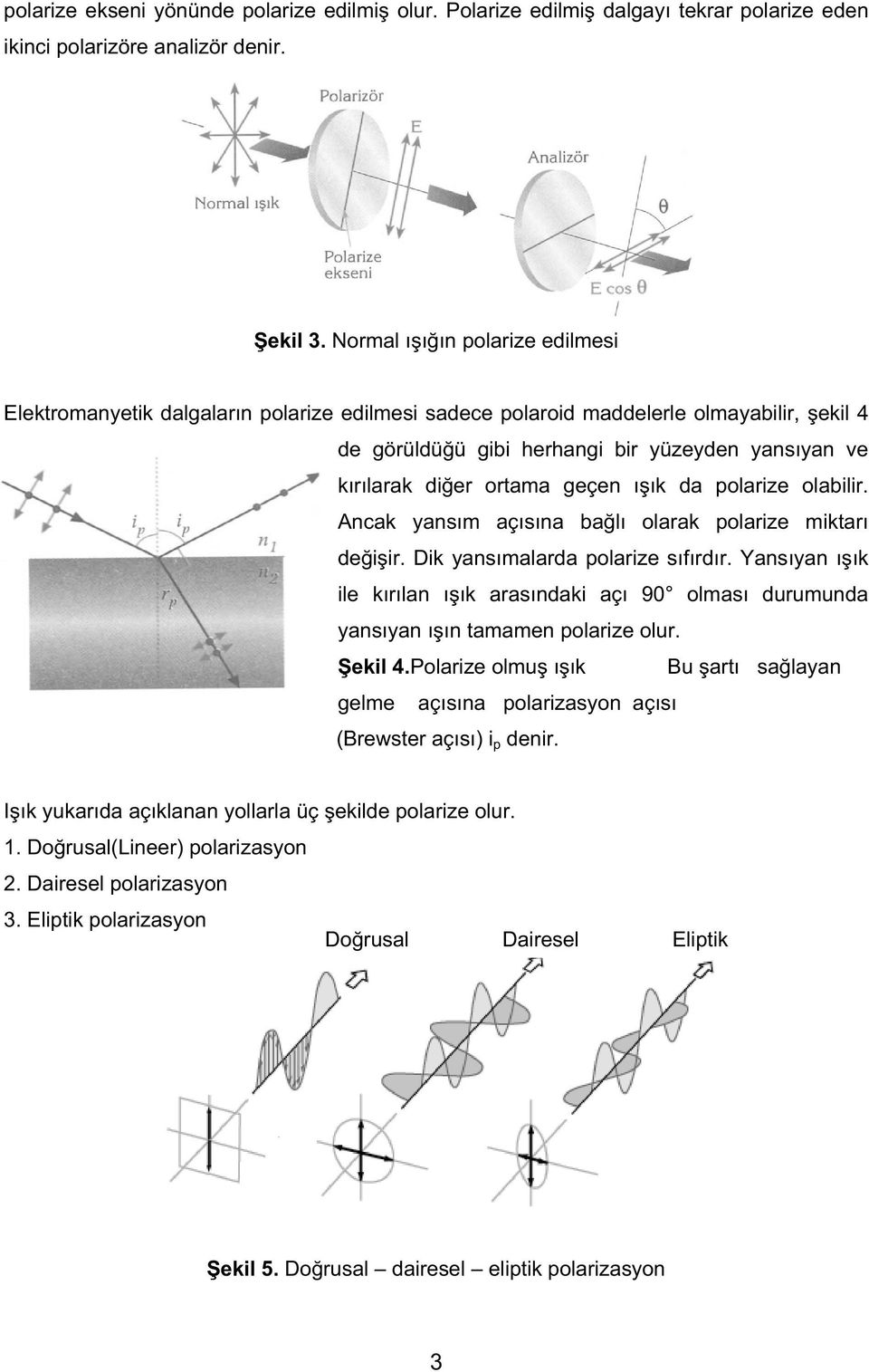 geçen ı ık da polarize olabilir. Ancak yansım açısına ba lı olarak polarize miktarı de i ir. Dik yansımalarda polarize sıfırdır.