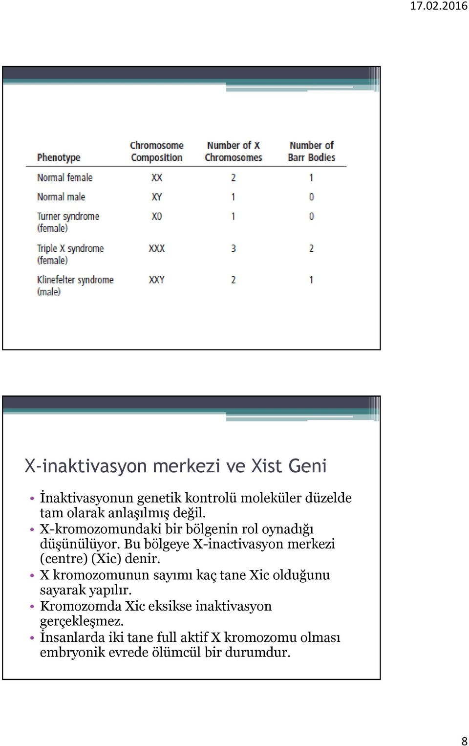 Bu bölgeye X-inactivasyon merkezi (centre) (Xic) denir.