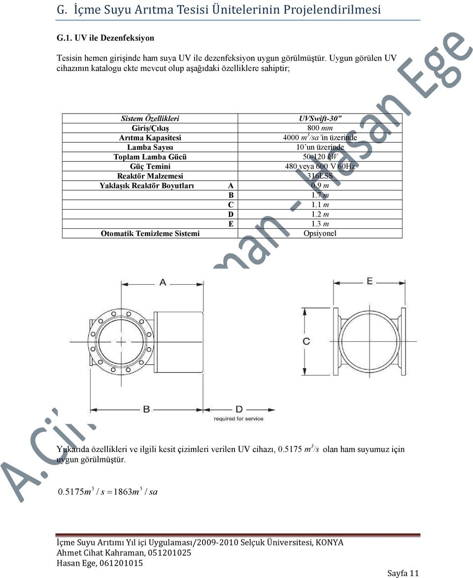 üzerinde Toplam Lamba Gücü 50-10 kw Güç Temini 80 veya 600 V 60Hz Reaktör Malzemesi 16LSS Yaklaşık Reaktör Boyutları A 0.9 m B 1.7 m C 1.1 m D 1. m E 1.