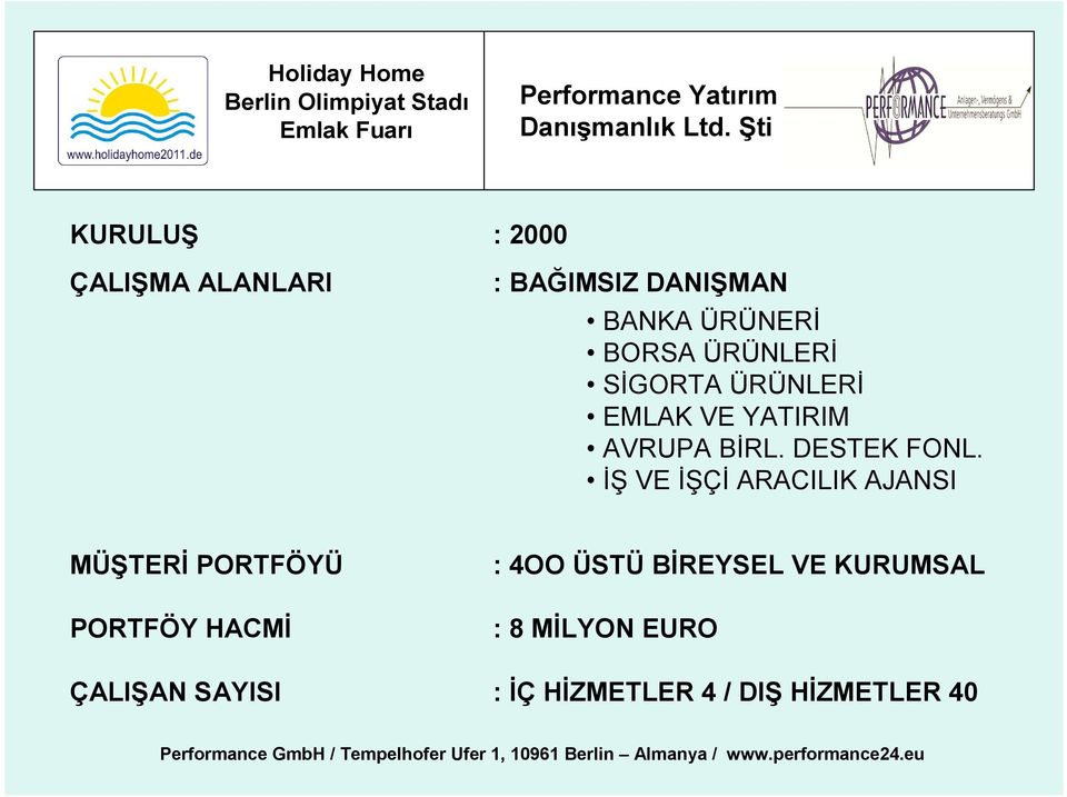 İŞ VE İŞÇİ ARACILIK AJANSI MÜŞTERİ PORTFÖYÜ PORTFÖY HACMİ : 4OO ÜSTÜ