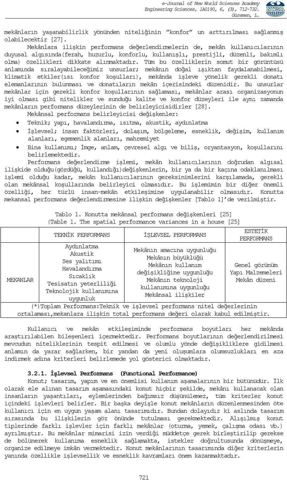 Tüm bu özelliklerin somut bir görüntüsü anlamında sıralayabileceğimiz unsurlar; mekânın doğal ışıktan faydalanabilmesi, klimatik etkiler(ısı konfor koşulları), mekânda işleve yönelik gerekli donatı