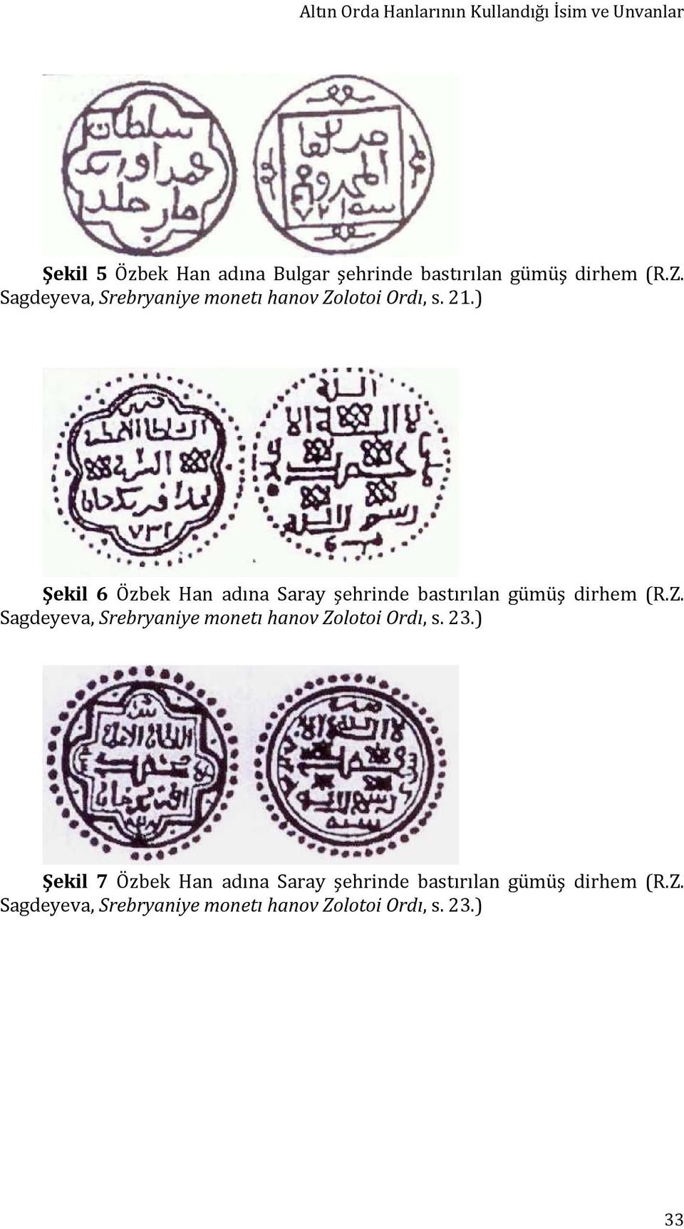 ) Şekil 6 Özbek Han adına Saray şehrinde bastırılan gümüş dirhem (R.Z.