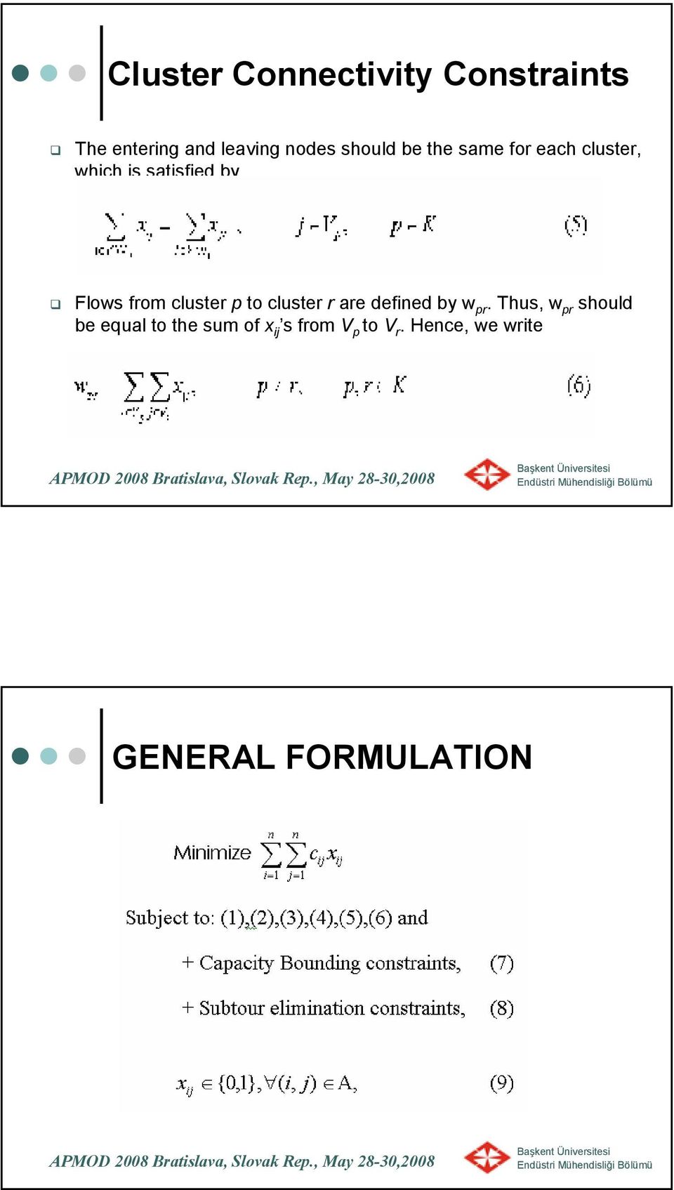 cluster p to cluster r are defined by w pr.