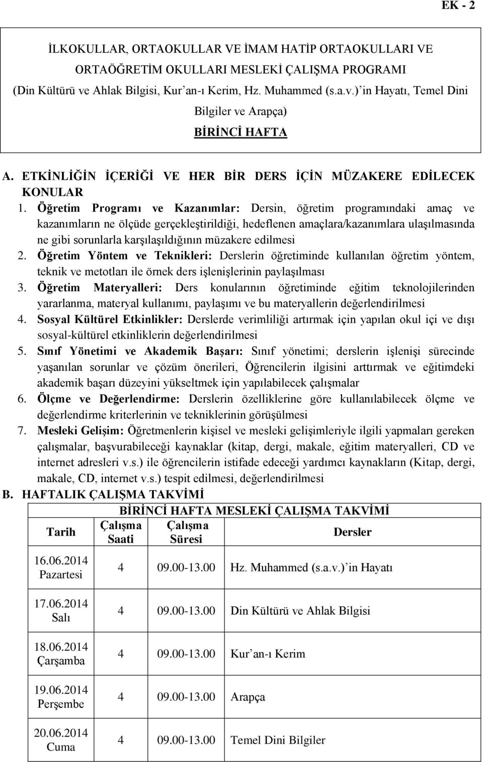 Öğretim Yöntem ve Teknikleri: in öğretiminde kullanılan öğretim yöntem, teknik ve metotları ile örnek ders işlenişlerinin paylaşılması 3.