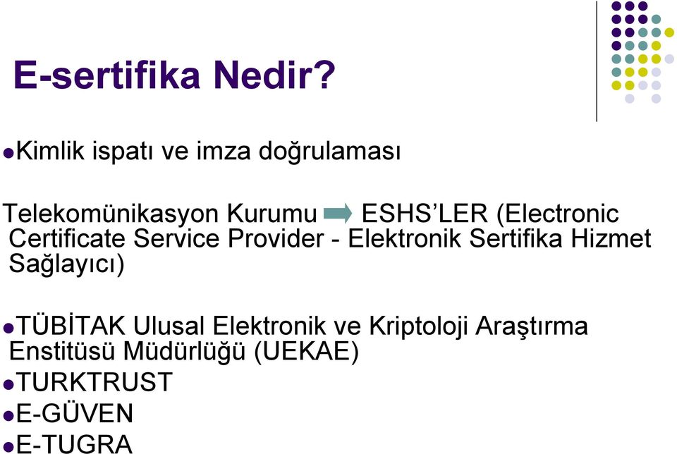 (Electronic Certificate Service Provider - Elektronik Sertifika