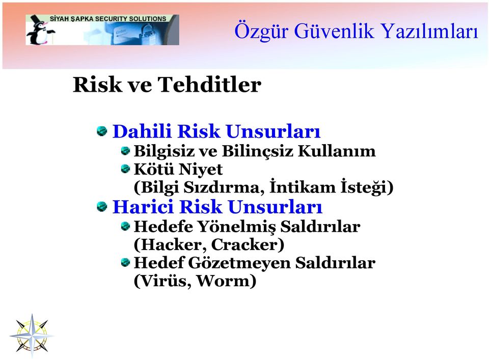 Sızdırma, İntikam İsteği) Harici Risk Unsurları Hedefe