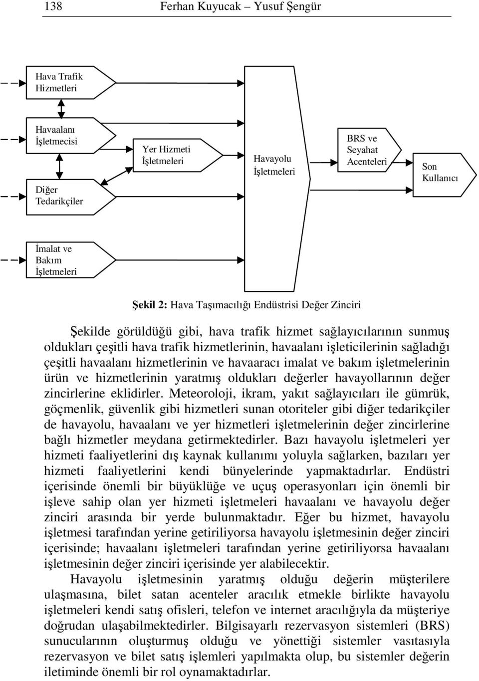 işleticilerinin sağladığı çeşitli havaalanı hizmetlerinin ve havaaracı imalat ve bakım işletmelerinin ürün ve hizmetlerinin yaratmış oldukları değerler havayollarının değer zincirlerine eklidirler.