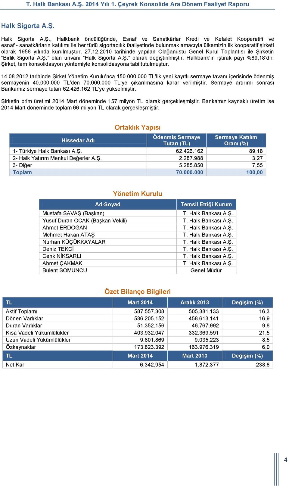 , Halkbank öncülüğünde, Esnaf ve Sanatkârlar Kredi ve Kefalet Kooperatifi ve esnaf - sanatkârların katılımı ile her türlü sigortacılık faaliyetinde bulunmak amacıyla ülkemizin ilk kooperatif şirketi