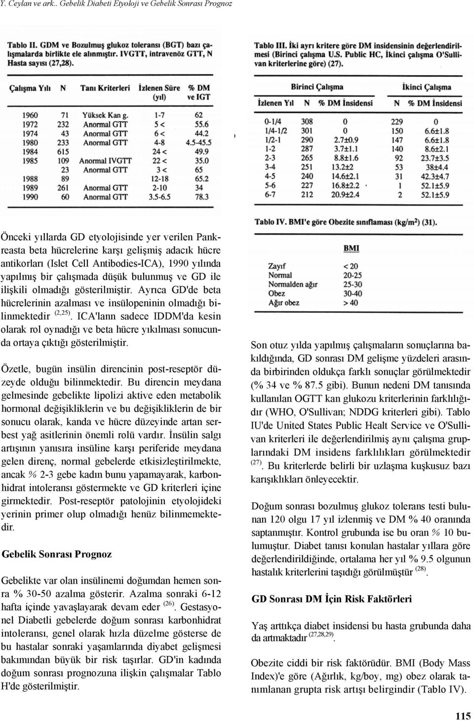 Çalışma Yılı N Tanı Kriterleri İzlenen Süre % DM (yıl) IGT 196 1972 1974 198 1984 1985 1988 1989 199 71 232 43 233 615 19 23 89 261 6 Yüksek Kan g.