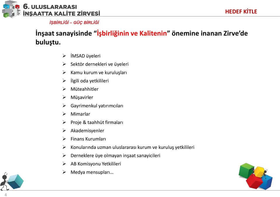 Müşavirler Gayrimenkul yatırımcıları Mimarlar Proje & taahhüt firmaları Akademisyenler Finans Kurumları