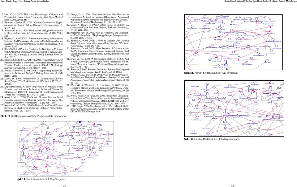 Mechanisms of Hypoalbuminemia in Hemodialysis Patients, Kidney International, (48) 510 516 18. Kaysen, G. A. vd. 2002.