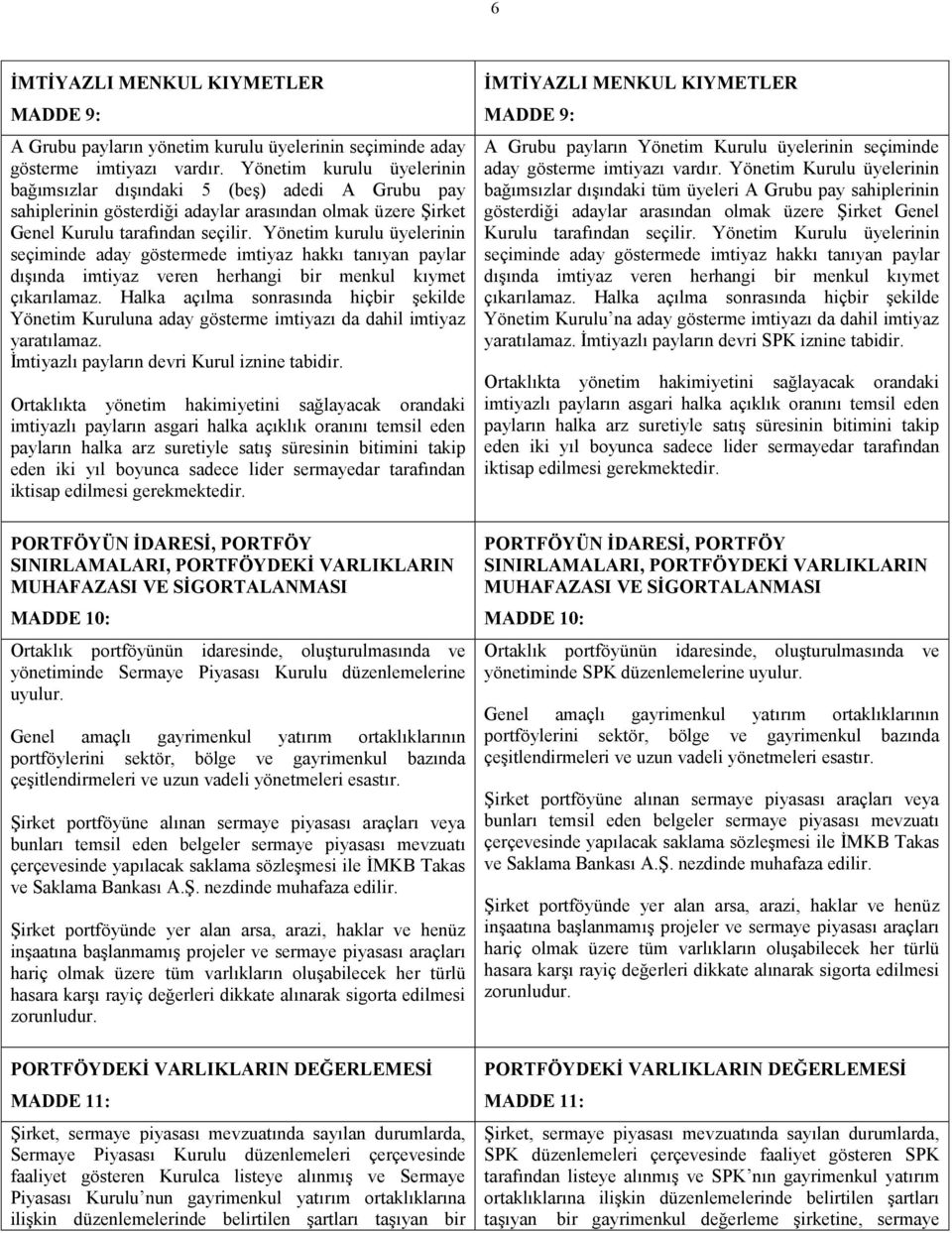 Yönetim kurulu üyelerinin seçiminde aday göstermede imtiyaz hakkı tanıyan paylar dışında imtiyaz veren herhangi bir menkul kıymet çıkarılamaz.