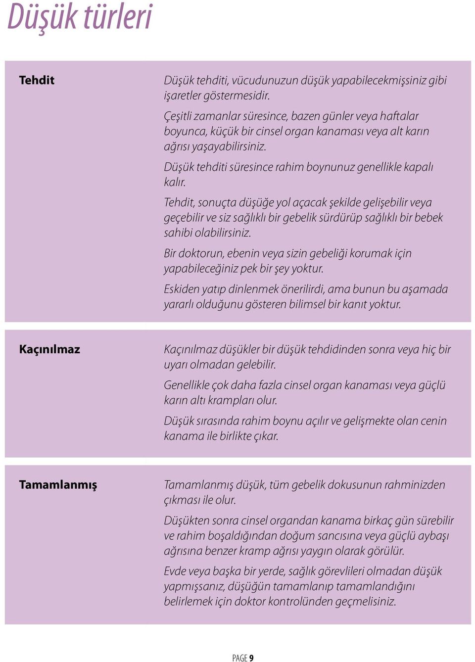 Tehdit, sonuçta düşüğe yol açacak şekilde gelişebilir veya geçebilir ve siz sağlıklı bir gebelik sürdürüp sağlıklı bir bebek sahibi olabilirsiniz.