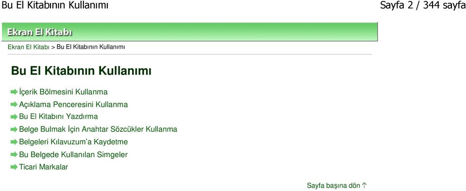 Kullanma Bu El Kitabını Yazdırma Belge Bulmak İçin Anahtar Sözcükler Kullanma