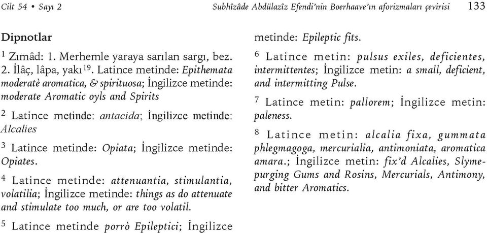 İngilizce metinde: Opiates. 4 Latince metinde: attenuantia, stimulantia, volatilia; İngilizce metinde: things as do attenuate and stimulate too much, or are too volatil.