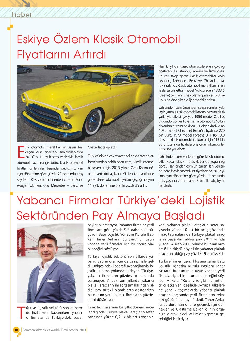 Klasik otomobil meraklılarının en fazla tercih ettiği model Volkswagen 1303 S (Beetle) olurken, Chevrolet Impala ve Ford Taunus ise öne çıkan diğer modeller oldu.