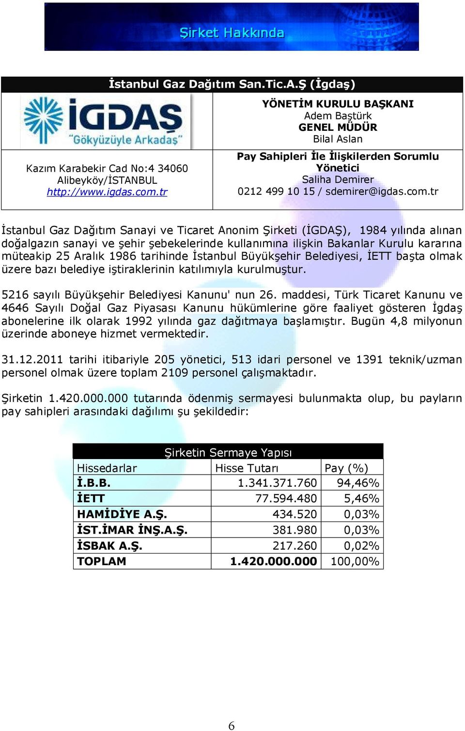 tr İstanbul Gaz Dağıtım Sanayi ve Ticaret Anonim Şirketi (İGDAŞ), 1984 yılında alınan doğalgazın sanayi ve şehir şebekelerinde kullanımına ilişkin Bakanlar Kurulu kararına müteakip 25 Aralık 1986