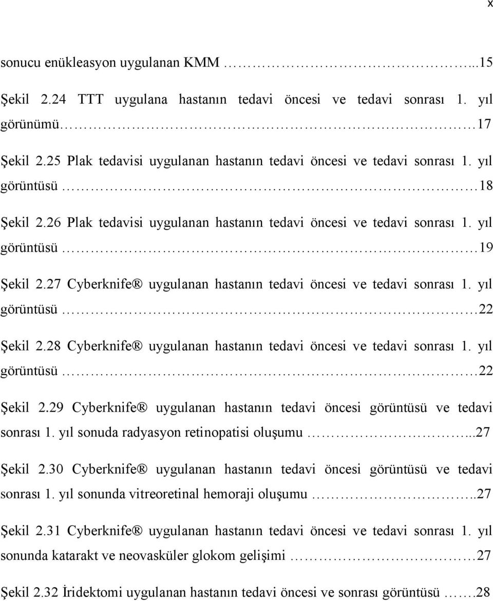 27 Cyberknife uygulanan hastanın tedavi öncesi ve tedavi sonrası 1. yıl görüntüsü 22 Şekil 2.28 Cyberknife uygulanan hastanın tedavi öncesi ve tedavi sonrası 1. yıl görüntüsü 22 Şekil 2.29 Cyberknife uygulanan hastanın tedavi öncesi görüntüsü ve tedavi sonrası 1.