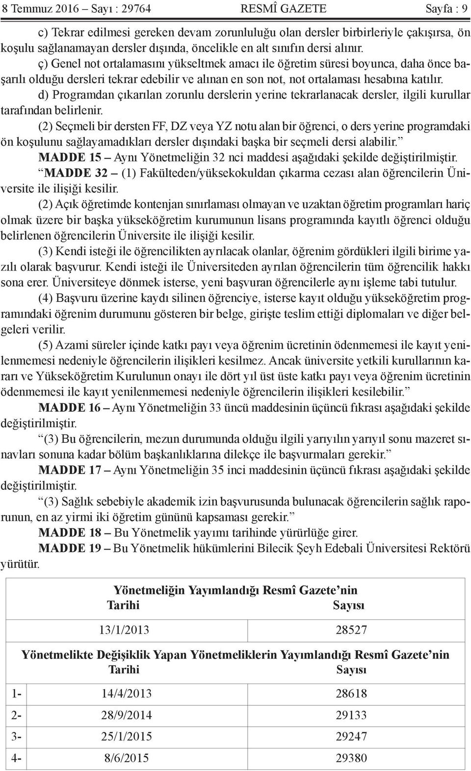 d) Programdan çıkarılan zorunlu derslerin yerine tekrarlanacak dersler, ilgili kurullar tarafından belirlenir.