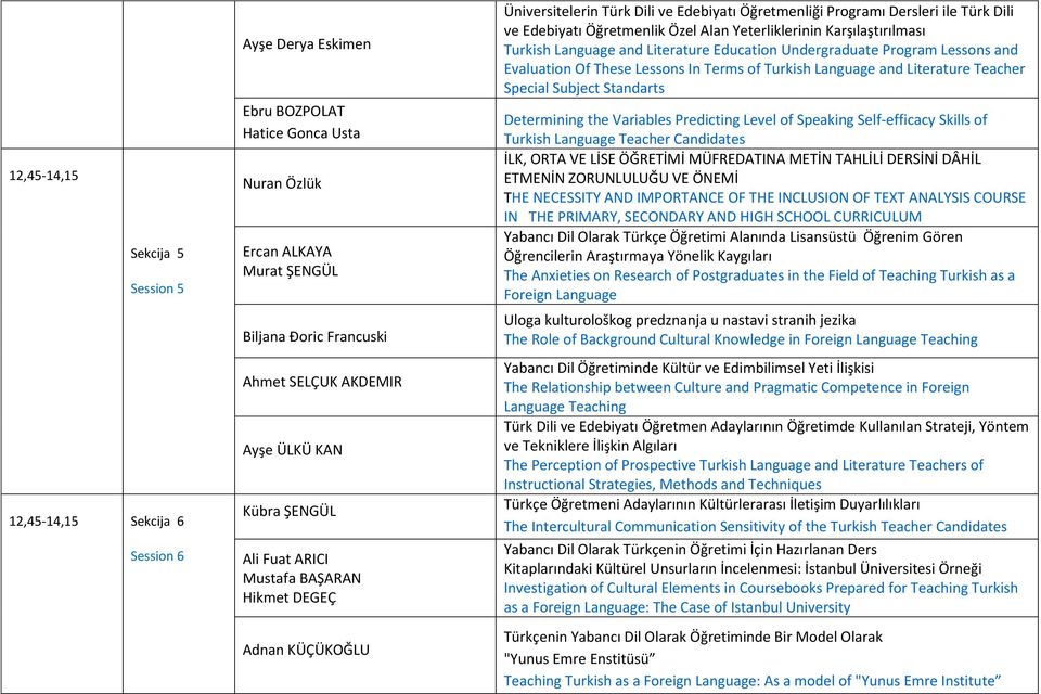 Özel Alan Yeterliklerinin Karşılaştırılması Turkish Language and Literature Education Undergraduate Program Lessons and Evaluation Of These Lessons In Terms of Turkish Language and Literature Teacher